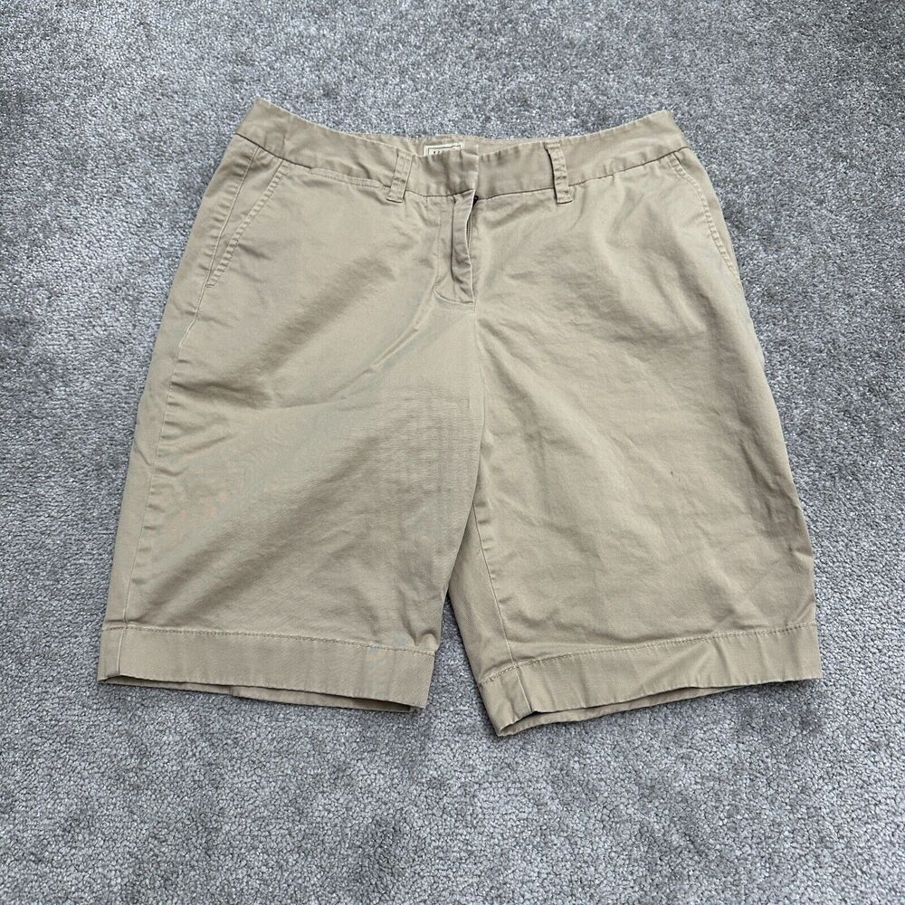 L.L. Bean Bermuda Shorts Womens 12 Reg Khaki Brown High Rise Pocket Casual 32x11